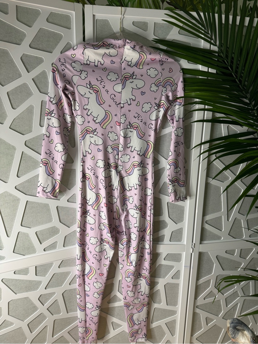 Girls' Pink Unicorn & Rainbow Pajama Onesie